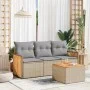 Garden sofa set with cushions 4 pieces beige synthetic rattan by , Garden sets - Ref: Foro24-3259847, Price: 268,08 €, Discou...