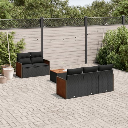 Set de sofás de jardín 6 piezas y cojines ratán sintético negro de , Conjuntos de jardín - Ref: Foro24-3259864, Precio: 387,1...