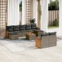 Set de sofás de jardín 10 pzas con cojines ratán sintético gris de , Conjuntos de jardín - Ref: Foro24-3260492, Precio: 591,6...