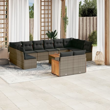 Set sofás de jardín con cojines 13 piezas ratán sintético gris de , Conjuntos de jardín - Ref: Foro24-3260534, Precio: 829,21...