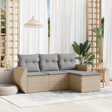 Juego de sofás jardín con cojines 4 pzas ratán sintético beige de , Conjuntos de jardín - Ref: Foro24-3253606, Precio: 287,90...