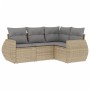 Juego de sofás jardín con cojines 4 pzas ratán sintético beige de , Conjuntos de jardín - Ref: Foro24-3253646, Precio: 317,44...