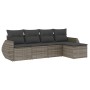 Juego de sofás jardín con cojines 5 pzas ratán sintético gris de , Conjuntos de jardín - Ref: Foro24-3253627, Precio: 324,89 ...