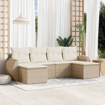 Juego de sofás jardín con cojines 6 pzas ratán sintético beige de , Conjuntos de jardín - Ref: Foro24-3254055, Precio: 451,10...