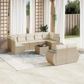 Gartensofa-Set mit beigen Kissen, 10-teilig, synthetisches Rattan von , Gartensets - Ref: Foro24-3254165, Preis: 709,87 €, Ra...