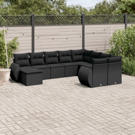 Set de sofás de jardín 10 pzas cojines ratán sintético negro de , Conjuntos de jardín - Ref: Foro24-3254192, Precio: 657,68 €...