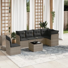 Set de sofás de jardín 7 piezas con cojines ratán PE gris de , Conjuntos de jardín - Ref: Foro24-3217710, Precio: 404,64 €, D...