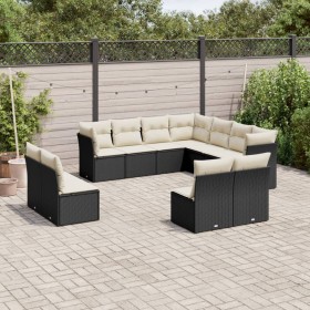 Set de sofás de jardín 11 pzas y cojines ratán sintético negro de , Conjuntos de jardín - Ref: Foro24-3217816, Precio: 577,39...