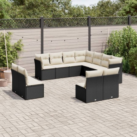 Set de sofás de jardín 11 pzas y cojines ratán sintético negro de , Conjuntos de jardín - Ref: Foro24-3217816, Precio: 577,39...