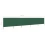 Paravientos de playa de 5 paneles tela verde 600x120 cm de vidaXL, Sombrillas - Ref: Foro24-47161, Precio: 69,32 €, Descuento: %