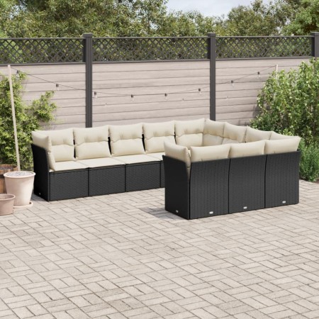 Set de sofás de jardín 10 pzas cojines ratán sintético negro de , Conjuntos de jardín - Ref: Foro24-3218216, Precio: 546,98 €...