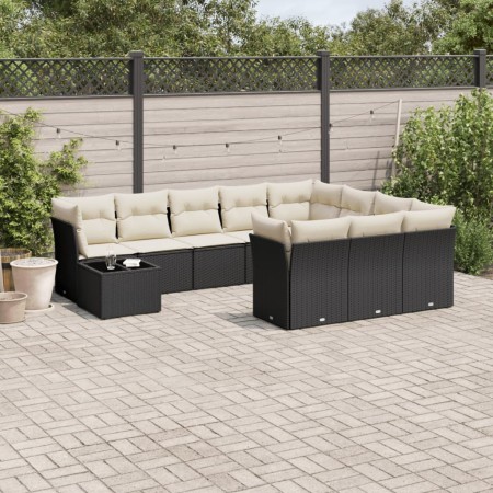 Set de sofás de jardín 11 pzas y cojines ratán sintético negro de , Conjuntos de jardín - Ref: Foro24-3218256, Precio: 596,98...