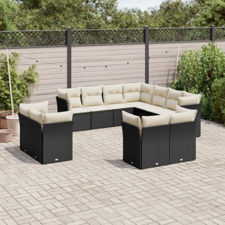 Set de sofás de jardín 11 pzas y cojines ratán sintético negro de , Conjuntos de jardín - Ref: Foro24-3218506, Precio: 649,72...