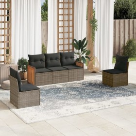 Juego de sofás jardín con cojines 5 pzas ratán sintético gris de , Conjuntos de jardín - Ref: Foro24-3227530, Precio: 297,79 ...