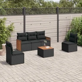 Set de sofás de jardín 6 piezas y cojines ratán sintético negro de , Conjuntos de jardín - Ref: Foro24-3227532, Precio: 347,6...