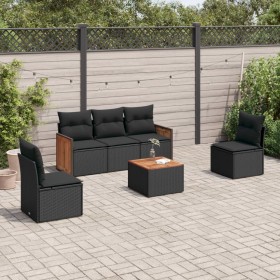 Set de sofás de jardín 6 piezas y cojines ratán sintético negro de , Conjuntos de jardín - Ref: Foro24-3227532, Precio: 342,1...