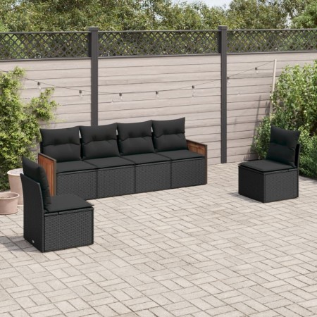 Set de sofás de jardín 6 piezas y cojines ratán sintético negro de , Conjuntos de jardín - Ref: Foro24-3227539, Precio: 367,8...