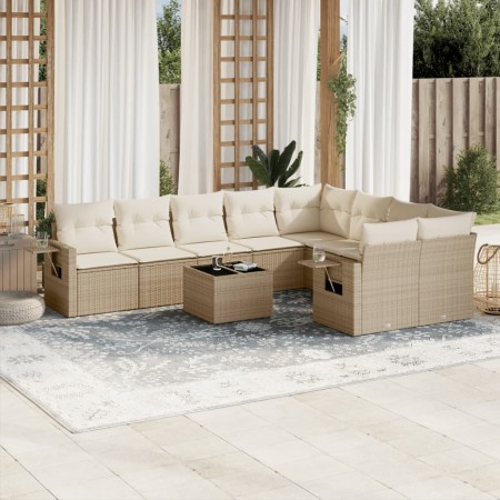 Juego de sofás jardín con cojines beige 10 pzas ratán sintético de , Conjuntos de jardín - Ref: Foro24-3220647, Precio: 646,6...