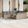 Set de sofás de jardín 11pzas con cojines ratán sintético beige de , Conjuntos de jardín - Ref: Foro24-3220698, Precio: 689,3...