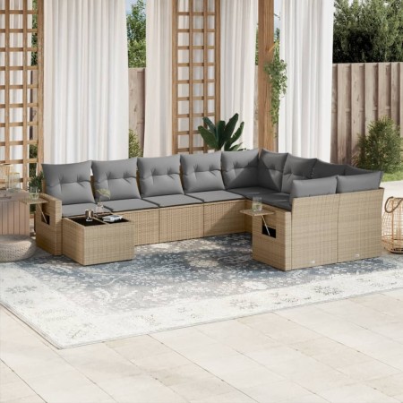 Juego de sofás jardín con cojines beige 10 pzas ratán sintético de , Conjuntos de jardín - Ref: Foro24-3220658, Precio: 590,0...