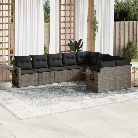 Set de muebles de jardín 9 pzas y cojines ratán sintético gris de , Conjuntos de jardín - Ref: Foro24-3220639, Precio: 546,16...