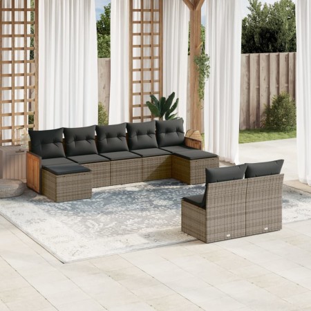 Set de muebles de jardín 9 pzas y cojines ratán sintético gris de , Conjuntos de jardín - Ref: Foro24-3228055, Precio: 490,26...