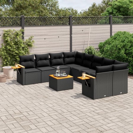 Set de sofás de jardín 8 piezas y cojines ratán sintético negro de , Conjuntos de jardín - Ref: Foro24-3226664, Precio: 569,6...