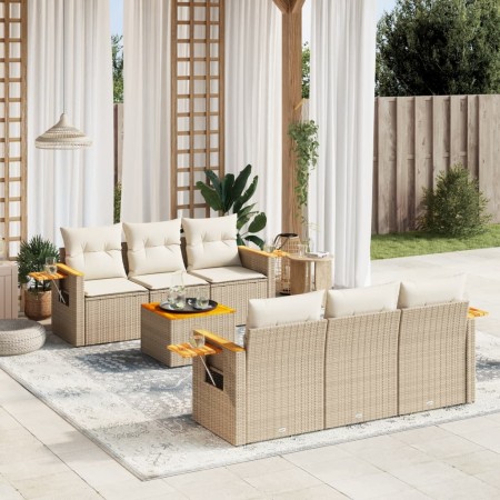 Set sofás de jardín 7 piezas y cojines ratán sintético beige de , Conjuntos de jardín - Ref: Foro24-3226632, Precio: 559,06 €...
