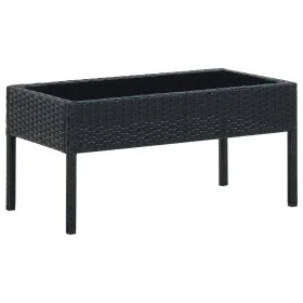 Mesa de jardín ratán sintético negro 75x40x37 cm de vidaXL, Mesas de jardín - Ref: Foro24-45904, Precio: 77,45 €, Descuento: %