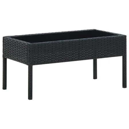 Mesa de jardín ratán sintético negro 75x40x37 cm de vidaXL, Mesas de jardín - Ref: Foro24-45904, Precio: 77,45 €, Descuento: %