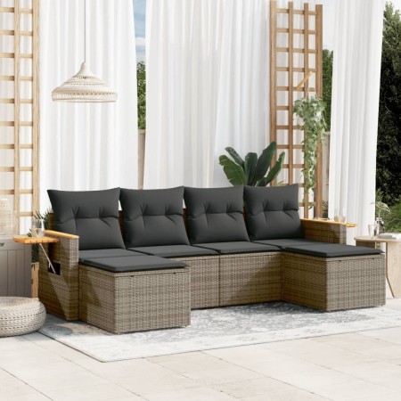 Set de muebles de jardín 6 pzas y cojines ratán sintético gris de , Conjuntos de jardín - Ref: Foro24-3227061, Precio: 335,74...