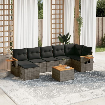 Set de sofás de jardín 8 pzas y cojines ratán sintético gris de , Conjuntos de jardín - Ref: Foro24-3227040, Precio: 464,59 €...