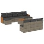 Set de sofás de jardín 11 pzas y cojines ratán sintético gris de , Conjuntos de jardín - Ref: Foro24-3228076, Precio: 578,62 ...