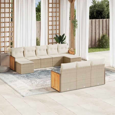 Juego de sofás jardín con cojines beige 10 pzas ratán sintético de , Conjuntos de jardín - Ref: Foro24-3228095, Precio: 589,9...