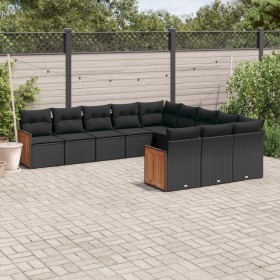 Set de sofás de jardín 11 pzas y cojines ratán sintético negro de , Conjuntos de jardín - Ref: Foro24-3228106, Precio: 690,86...