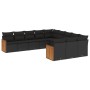 Set de sofás de jardín 11 pzas y cojines ratán sintético negro de , Conjuntos de jardín - Ref: Foro24-3228106, Precio: 690,86...