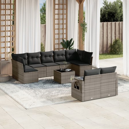 Set de sofás de jardín 10 pzas con cojines ratán sintético gris de , Conjuntos de jardín - Ref: Foro24-3252967, Precio: 625,7...