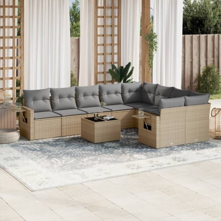 Juego de sofás jardín con cojines beige 10 pzas ratán sintético de , Conjuntos de jardín - Ref: Foro24-3252986, Precio: 675,8...