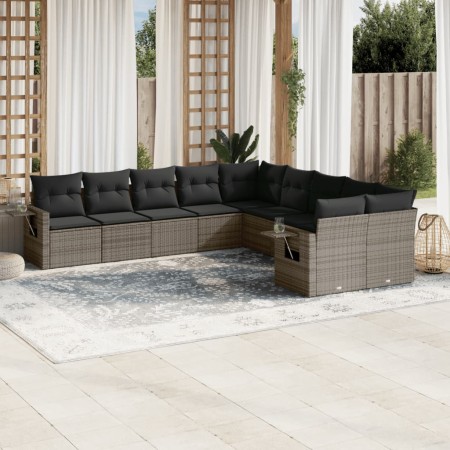 Set de sofás de jardín 10 pzas con cojines ratán sintético gris de , Conjuntos de jardín - Ref: Foro24-3253047, Precio: 604,7...