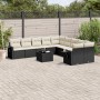 Set de sofás de jardín 11 pzas y cojines ratán sintético negro de , Conjuntos de jardín - Ref: Foro24-3253053, Precio: 643,30...