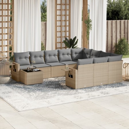 Set de sofás de jardín 11pzas con cojines ratán sintético beige de , Conjuntos de jardín - Ref: Foro24-3253066, Precio: 696,3...