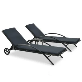 Tumbonas con mesita de ratán sintético gris antracita de vidaXL, Tumbonas - Ref: Foro24-47747, Precio: 357,51 €, Descuento: %