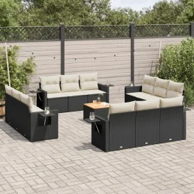 Garden sofa and cushion set 13 pieces black synthetic rattan by , Modular outdoor sofas - Ref: Foro24-3224495, Price: 880,15 ...