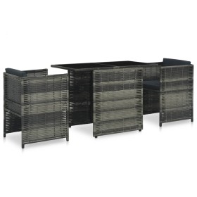 Set mesa y sillas jardín 3 pzas y cojines ratán sintético gris de vidaXL, Conjuntos de jardín - Ref: Foro24-47745, Precio: 22...