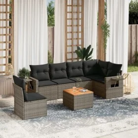 Set de sofás de jardín 7 piezas con cojines ratán PE gris de , Sofás modulares de exterior - Ref: Foro24-3224590, Precio: 416...