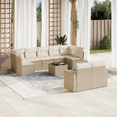 Juego de sofás jardín con cojines beige 10 pzas ratán sintético de , Conjuntos de jardín - Ref: Foro24-3219418, Precio: 641,4...