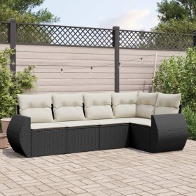 Set de muebles de jardín 5 pzas y cojines ratán sintético negro de , Conjuntos de jardín - Ref: Foro24-3221325, Precio: 325,5...