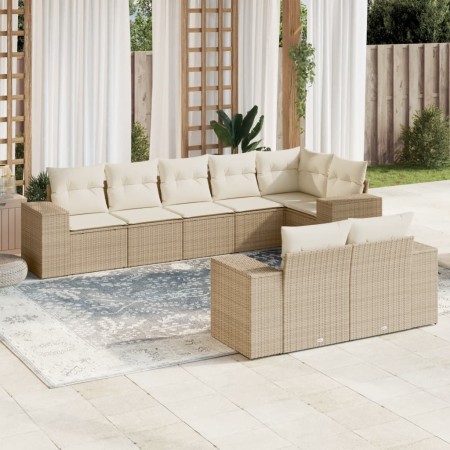 Juego de sofás de jardín con cojines beige 8 pzas ratán PE de , Conjuntos de jardín - Ref: Foro24-3222817, Precio: 594,64 €, ...