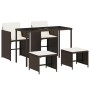Set comedor de jardín 5 piezas y cojines ratán sintético marrón de , Conjuntos de jardín - Ref: Foro24-365082, Precio: 198,06...