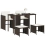 Set comedor de jardín 5 piezas y cojines ratán sintético marrón de , Conjuntos de jardín - Ref: Foro24-365082, Precio: 198,06...